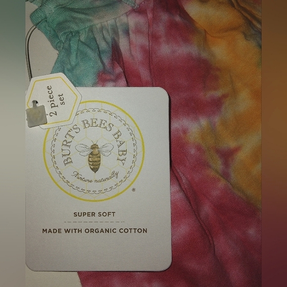 ★NWT★BURT'S BEES BABY★Magenta Maple Summer Swirl Organic Cotton 2 pc Tie-dye Set - Picture 9 of 12